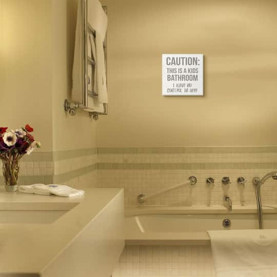 Stupell Industries Caution Kid's Bathroom Phrase Wall Plaque